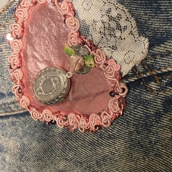 1980s Vintage One Of A Kind Hand Made Acid Washed Embellished Kids Jacket